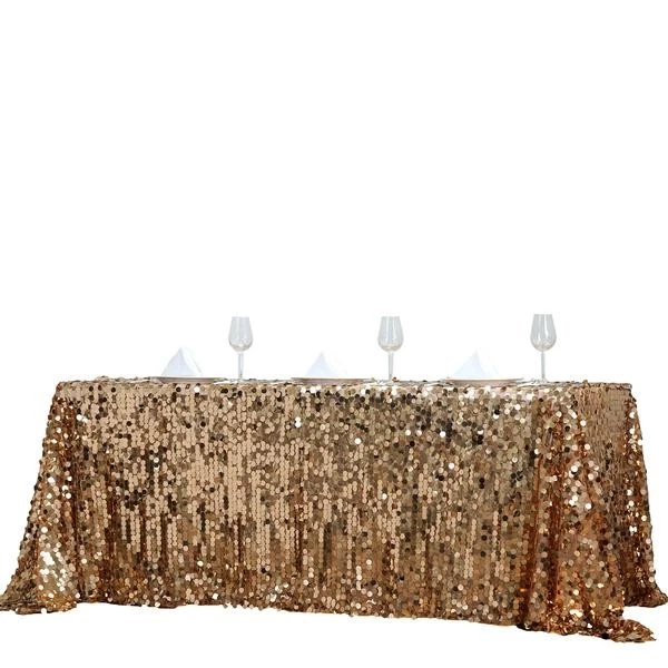 Gold Rectangular 90x156" Large Payette Sequin Tablecloth Wedding Catering SALE - Image 4 of 4
