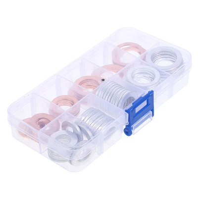 #ad 1 Box Aluminum Copper Metric Sealing Crush Washers Assortment Kit Flat Ring $22.71
