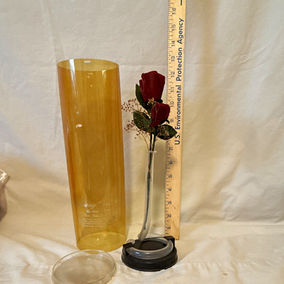 Steven Barrie Everlasting Wood Rose Artificial Red Flower Stem Display 13in