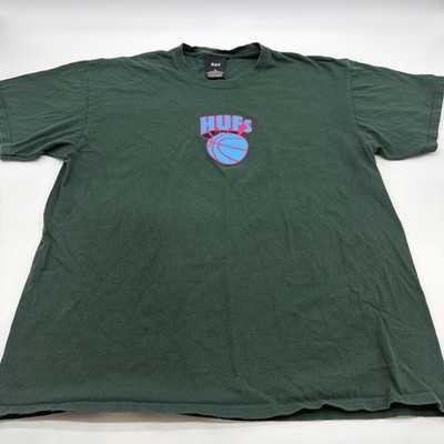 Huf Relaxed T-shirt Men XL Green Logo 100% Cotton.#47413