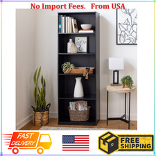 71" Tall Adjustable 5-Shelf Wood Bookcase Storage Shelving Book Wide Bookshelf