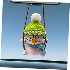 Rear View Mirror Accessories Crochet Swinging Pig Car Hanging Ornament Green