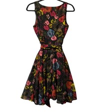 BB Dakota Floral Print Dress Womens 6 Sleeveless Tie Waist Whimsygoth Fairy Y2K