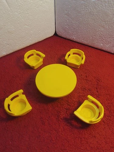 Vintage Fisher Price Little People Set of 5 Yellow Table & Chairs
