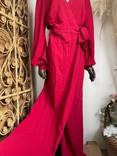 Ossie Clark Red Wrap Balloon Sleeve Maxi Dress 18