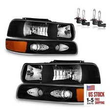 Headlight Assembly for 99-02 OE Replacement Black  With High  Low Beam Bulbs