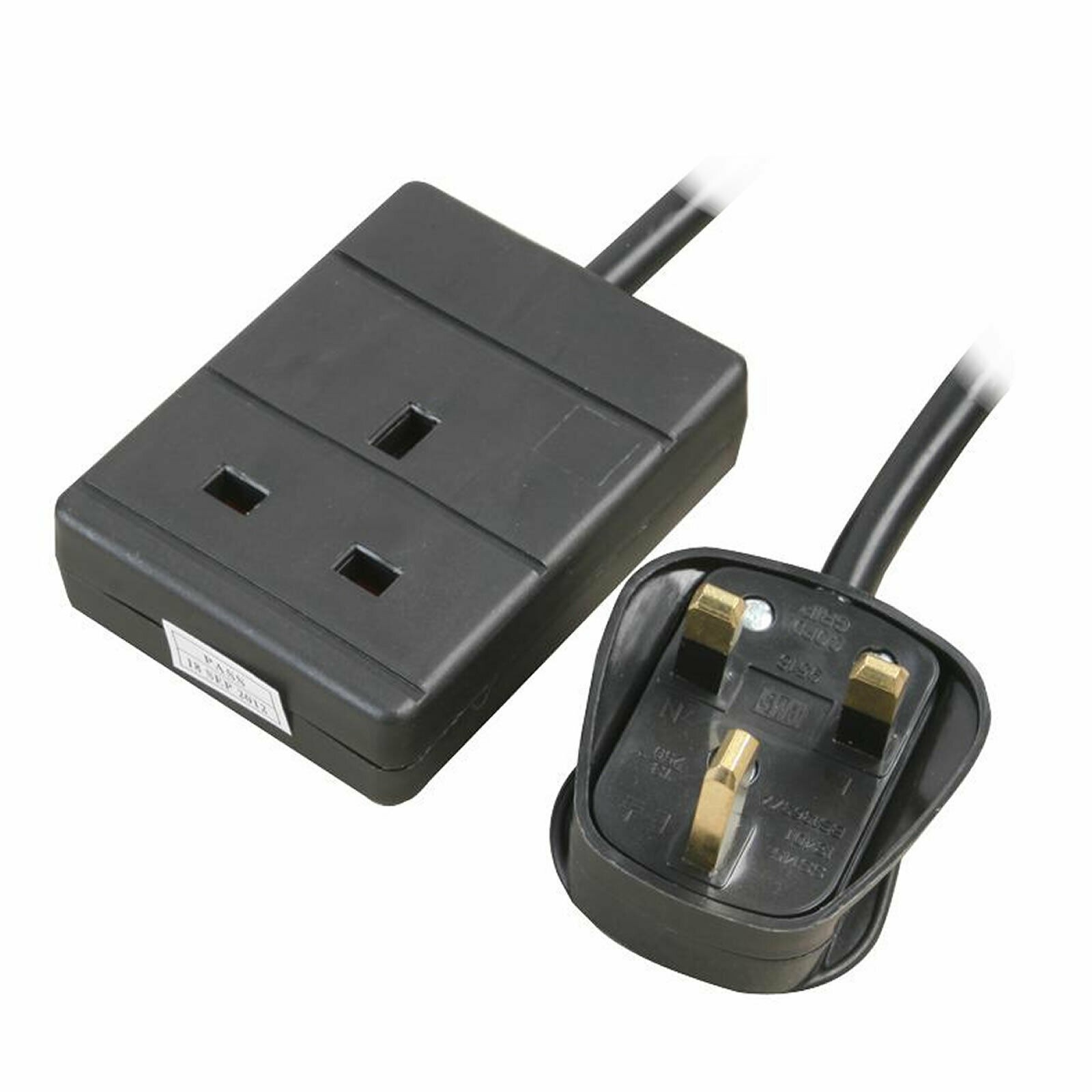 1 Gang Single Way Uk 13A Mains Power Socket Extension Lead Black 2M 5055383473793 - Image 2