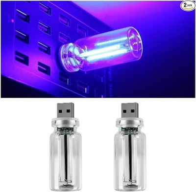 2PCS Car USB Night Lights, Portable Mini Touch Dimmable Vehicle Re Color: Blue