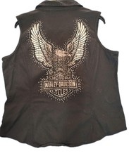 CHALECO HARLEY DAVISON NEGRO LOGO ÁGUILA DAMAS Talla XL CON CREMALLERA EN LA ESPALDA