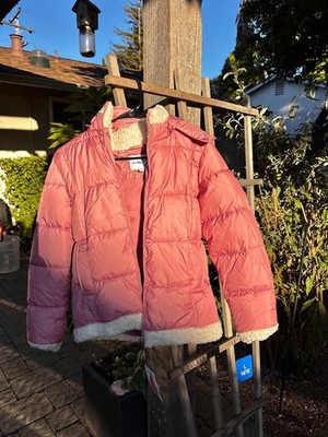 Sam Edelman girl's puffer jacket sherpa trim LARGE 14/16 PINK