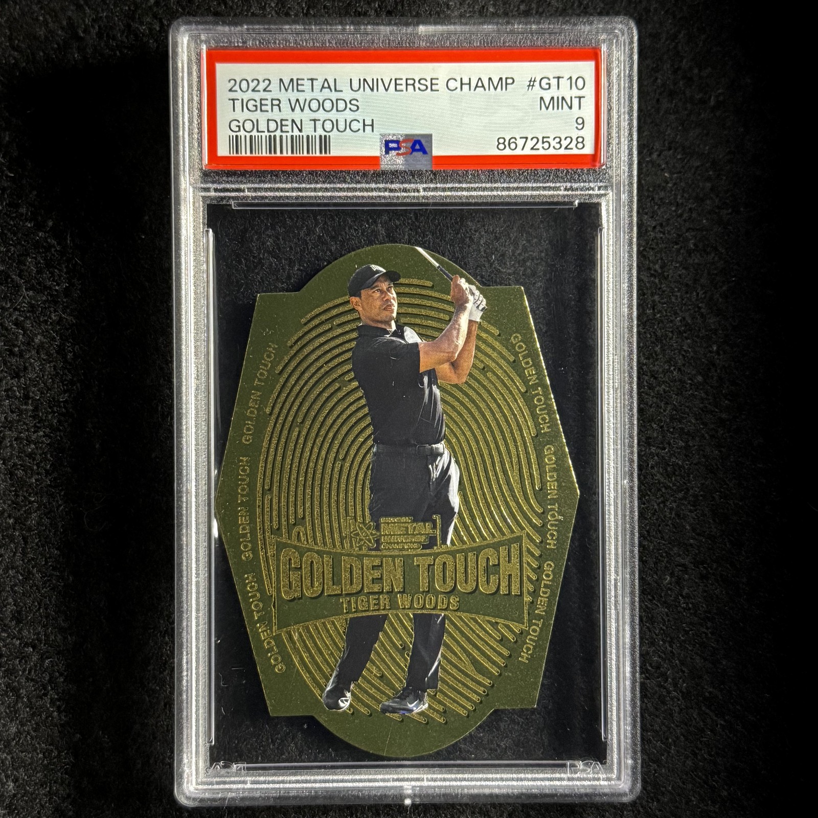 Tiger Woods 2022 SkyBox Metal Universe Champions Golden Touch #GT10 PSA 9 view 1