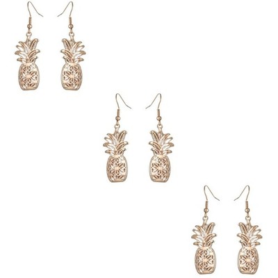 3 Paar hohle Ananas-Ohrringe Legierung Vintage Schmuck Ohrstecker für Frauen