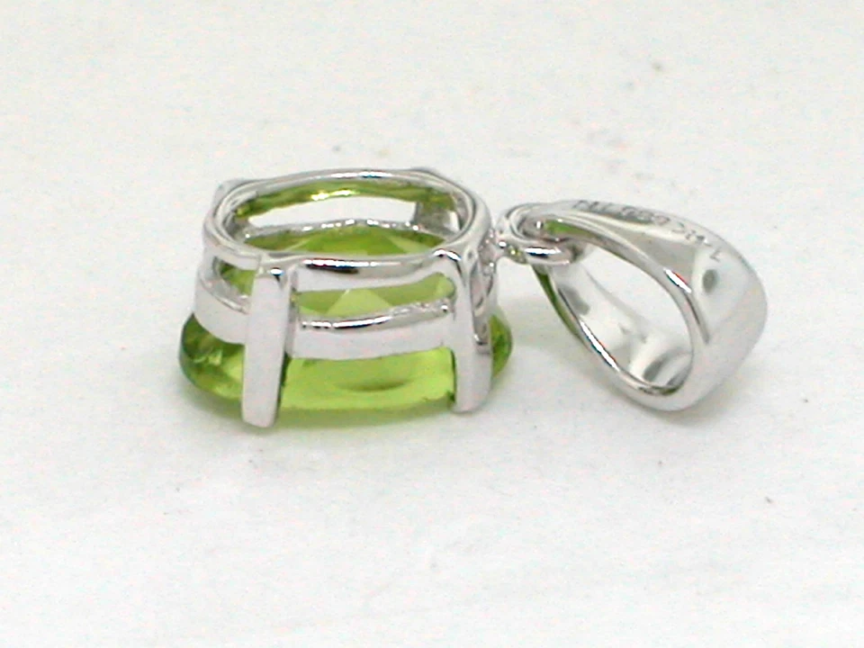 Peridot Anhänger 585 Weißgold 14Kt Gold 1 natürlicher facettierter Peridot - Bild 4 von 4