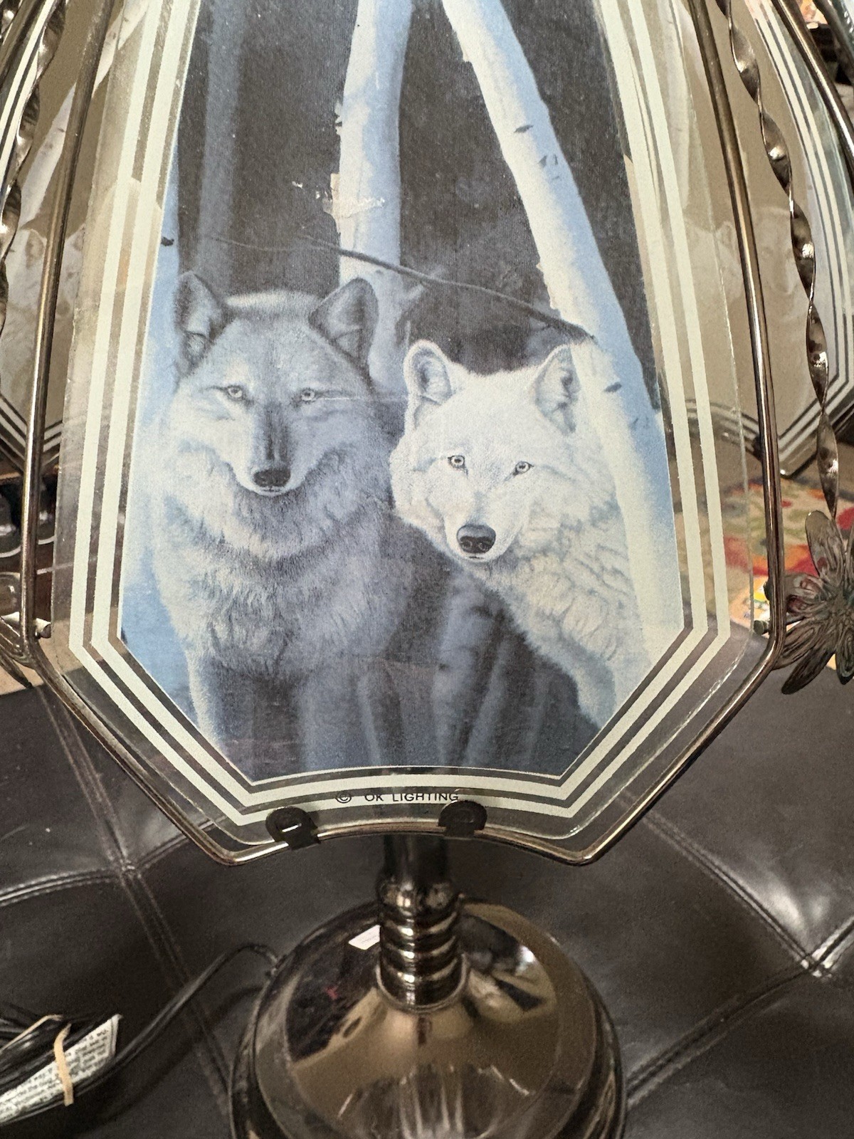 Vintage OK Lighting Wolf  3 Way Touch Lamp 23" TESTED