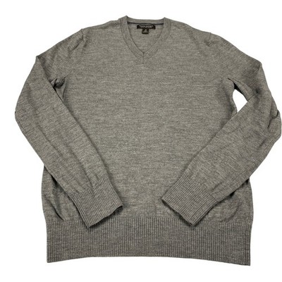Banana Republic Mens Extra Fine Merino Wool V-Neck Sweater Gray Medium