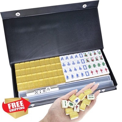 drizzle Gold 20mm Mahjong Set 146 Tiles Racks
