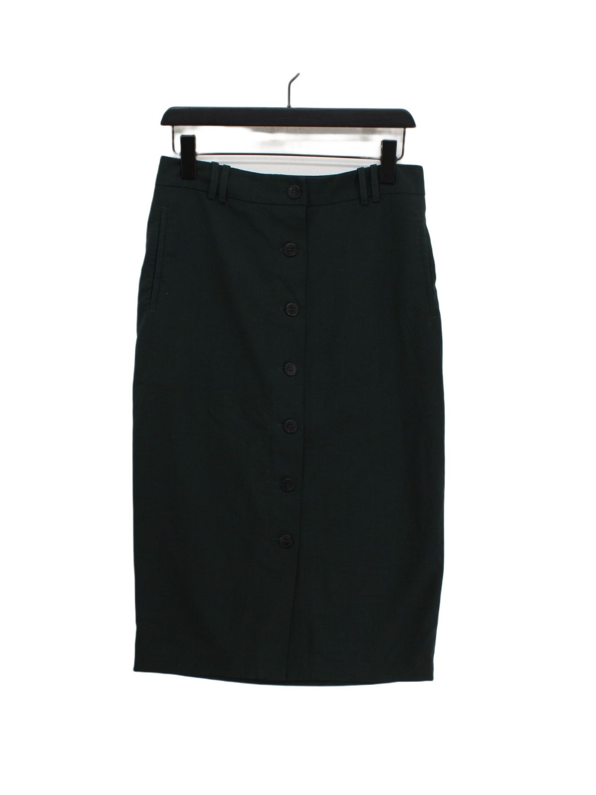 Women's Green Maxi Skirt UK 12 Polyester Elastane Viscose Long