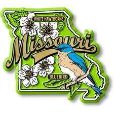 Missouri State Bird and Flower Map Magnet by Classic Magnets