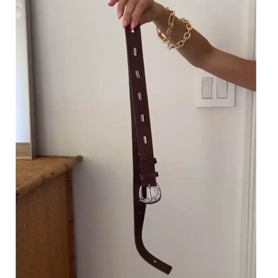 #ad #ad Frame Women#x27;s NWT Studded Timeless Belt Tobacco with Silver Hardware Medium $129.00