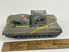 Vintage T.N. Toys Made In Japan Tin Friction 7" long TANK X60 US 1207
