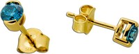 Brillant Ohrstecker Gold 585 14K Blaue Natur Diamanten 0.50Ct