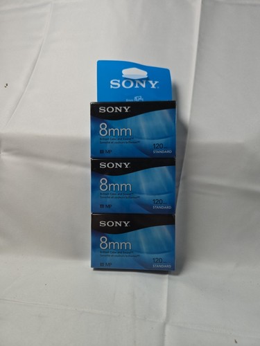 3 Pack Sony 8mm Video Cassette Tapes 120 Minute Video 8 MP Standard New Sealed - Picture 1 of 6