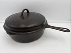 Griswold #8 Cast Iron Dutch Oven / Chicken Fryer 777 A Skillet & 1098C Lid, FLAT
