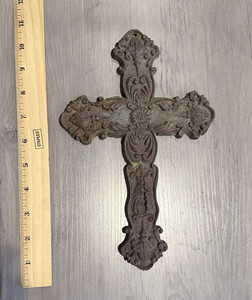 Ornate Cast Iron Christian Wall Cross Hanging Metal Wall Decor