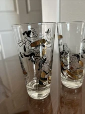 Vintage Osborne Kemper Thomas Glasses Set Of 4 Black & Gold German Trolls RARE