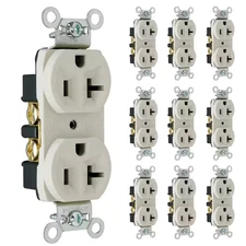 Pass and Seymour 20 Amp 125-Volt Commercial Grade Backwire Duplex Outlet, Light