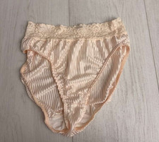 Vintage Pinstripe Satin Panties Sz 6 - Light Peach Color