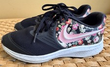 Nike Girls Star Runner Black CW1723-001 Floral Lace Up Shoes Youth Size 3.5Y