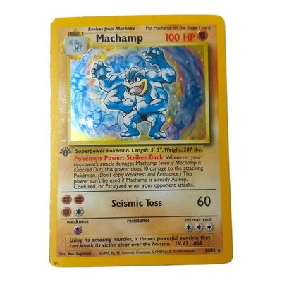 Machamp 8/102 Base Set 1. Edition Holo HP WOTC Pokemon TCG Karte Stage 2 Rare