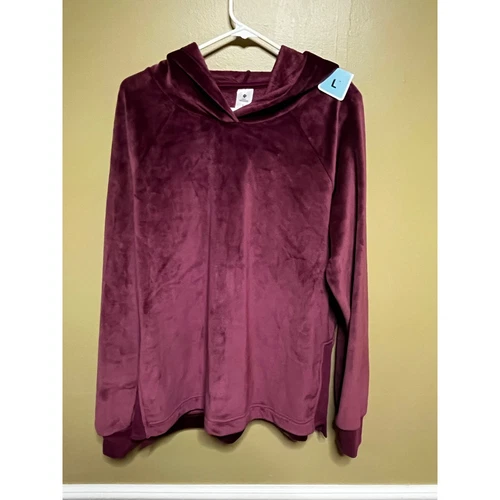 VETEMENTS Felpa con cappuccio in velluto color prugna Member Mark nuova con etichetta