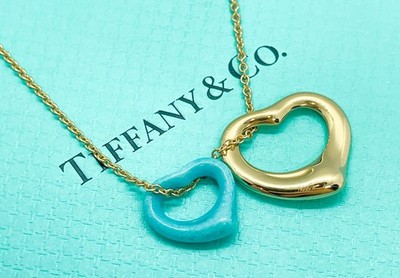 Tiffany & Co. Elsa Peretti 18K Gold & Turquoise Open Heart Pendant