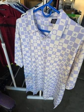 Swing Juice Collection Mens Blue Geometric Short Sleeve Golf Polo Shirt Size XL