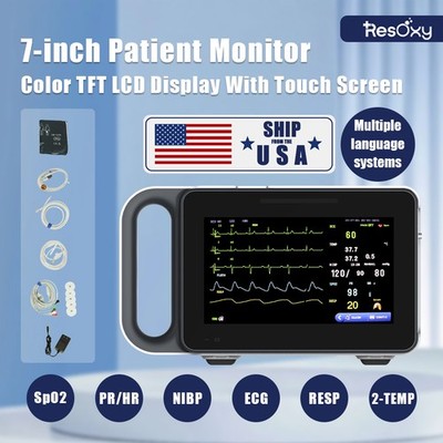 7'' Patient Monitor ICU CCU Vital Signs Monitor ECG/NIBP/TEMP/RESP/SPO2/PR