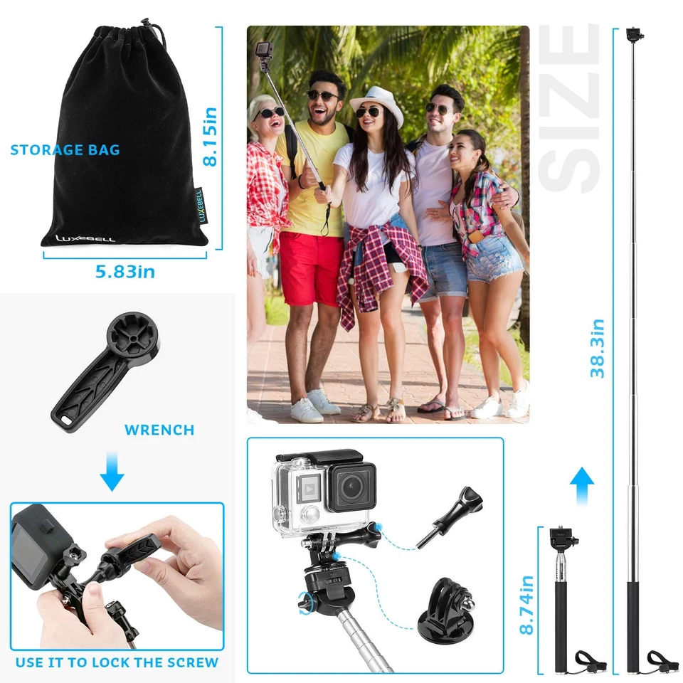 Accessories Kit for AKASO EK5000 EK7000 4K Wifi Action Camera Gopro Hero 12 11 1 - Image 3 of 4
