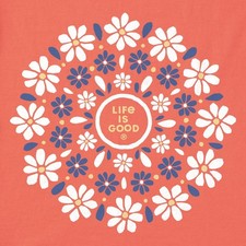 NWT Women's Life is Good Daisies Mandala Orange SS Crusher Tee