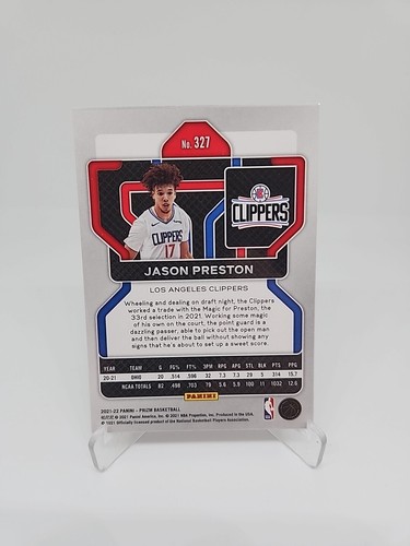 2021-22 Panini Prizm Jason Preston No. 327 L.A. Clippers RC Basketball Card - Picture 2 of 2