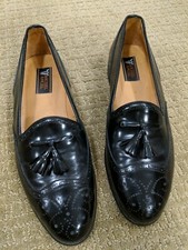 Miguel Angel Black Slip On Dress Shoes Tassle 9 1/2 B Made in Spain Excellent Co