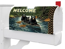 Black Bear Cub Canoe River Magnetic Mailbox Cover Only