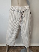 NWT Women's Crop Pants Striped with Belt Liz Claiborne Size Medium 44