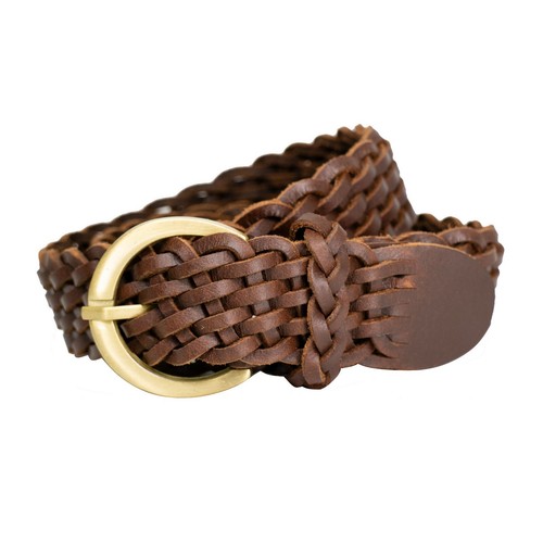 New 32mm Full Grain Unisex Braided Black Brown Tan Plaited Real Leather Belt - Picture 16 of 19