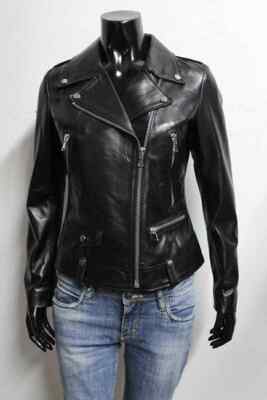 Black Women's Genuine Lambskin Leather Stylish Designer Biker Jacket Motorcycle