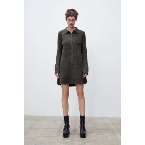 zara buttoned knit polo dress small 
