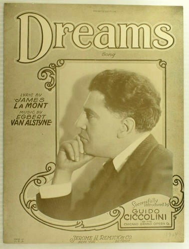 1924 Dreams Song Guido Ciccolini Vintage Sheet Music M44