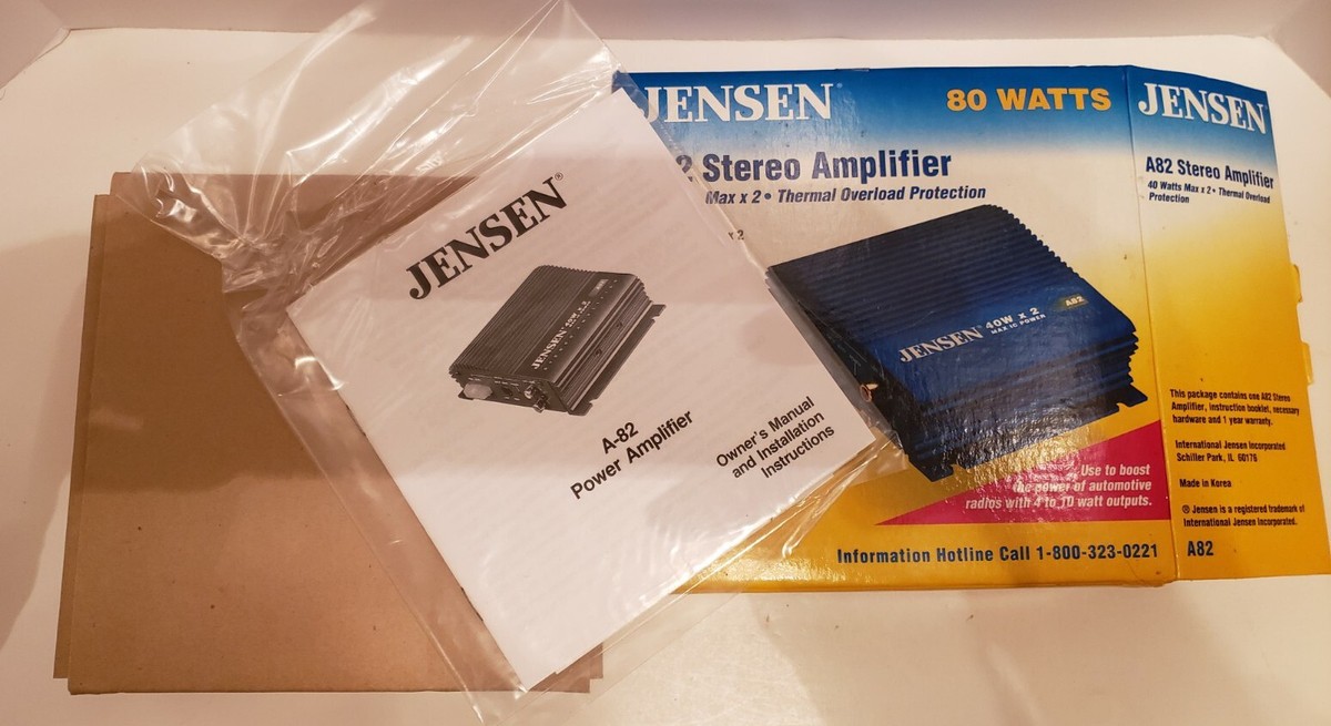 Jensen A82 Stereo Amplifier 40 Watts Max x 2 80 Watts New-In-Box