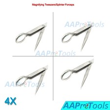 NEW Magnifying Tweezers 4PCS/SPLINTER Forceps With Magnifier/CRAFTS/Jewelry/EMS