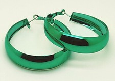 wide width style Metallic green color Metal Large 2 inch Hoop fashion Earrings